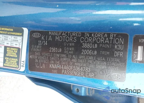 2015 Kia Forte Lx from USA, damaged, VIN KNAFX4A60F5364783